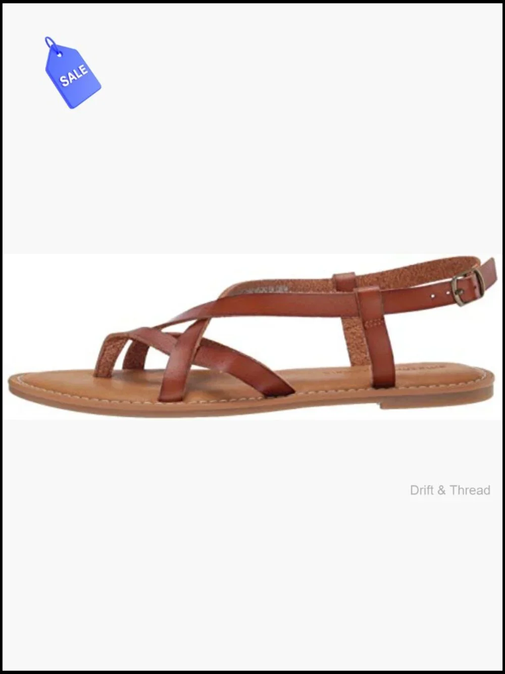 Strappy Flat Sandals with Adjustable Ankle Strap, Padded Insole